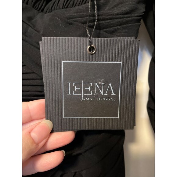 Ieena For Mac Duggal Size 2 Black Long Sleeve Ruched Gown With Draped Bodice - Picture 5 of 8